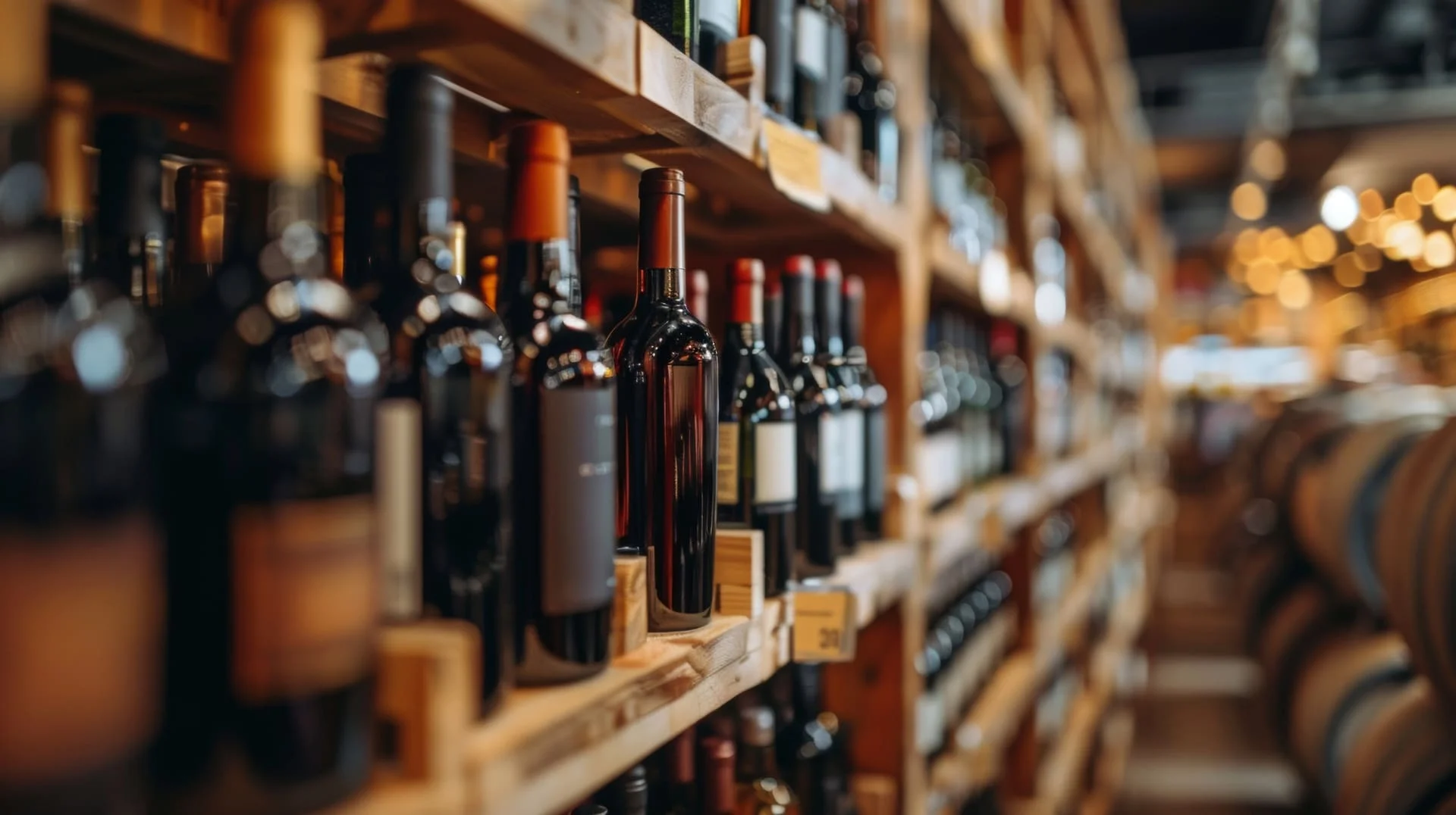 Bouteilles de vin sur une étagère