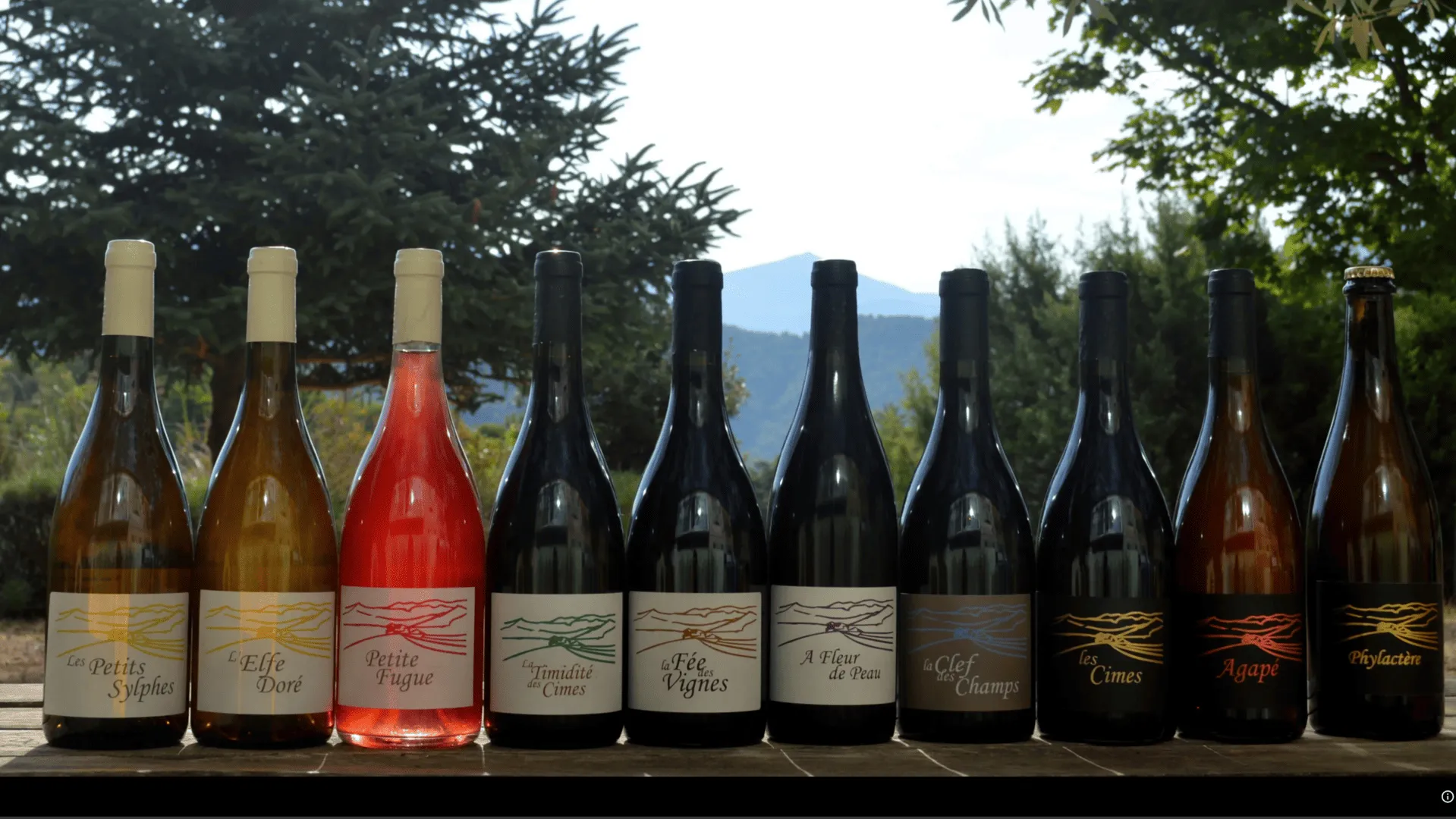 Bouteilles de vins du clos des cimes